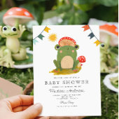 かわいいカエル赤帽きのこ可愛い赤ちゃんシャワー 招待状