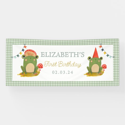 かわいいカエル赤帽キノコ 横断幕 (横)