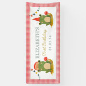 かわいいカエル赤帽キノコ 横断幕 (縦)