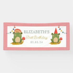かわいいカエル赤帽キノコ 横断幕