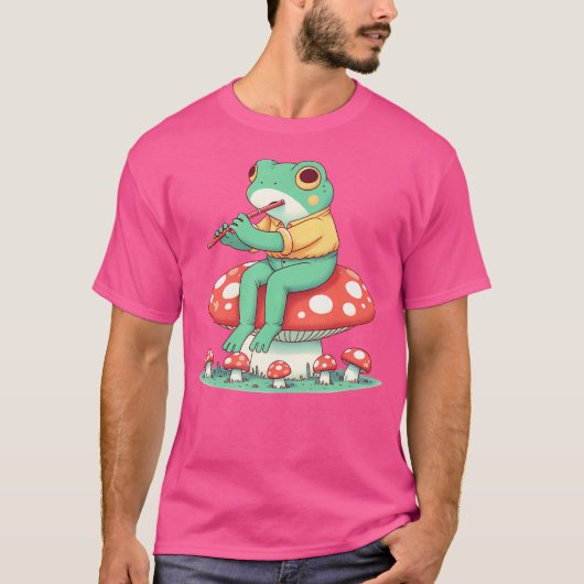 かわいいカエル遊のフルート Tシャツ (正面)