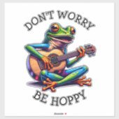 かわいいカエル遊はギター | Don't Worry, Be Hoppy シール (シート)