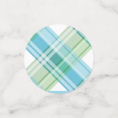 かわいいカエル青と緑の格子模様の紙吹雪 コンフェッティ (スモール正面)