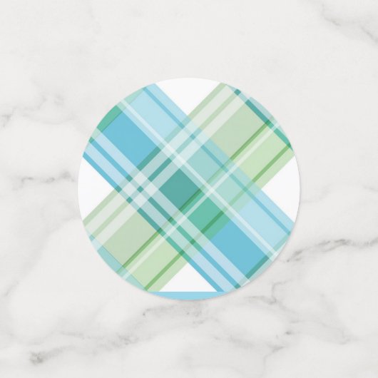 かわいいカエル青と緑の格子模様の紙吹雪 コンフェッティ (スモール正面)