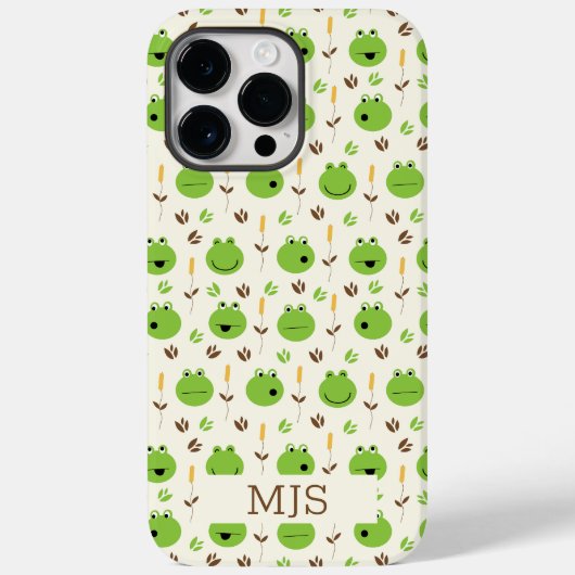 かわいいカエル顔パターンモノグラム Case-Mate iPhoneケース (裏面)