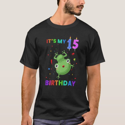かわいいカエル15誕生日カエル動物グラフィック Tシャツ (正面)