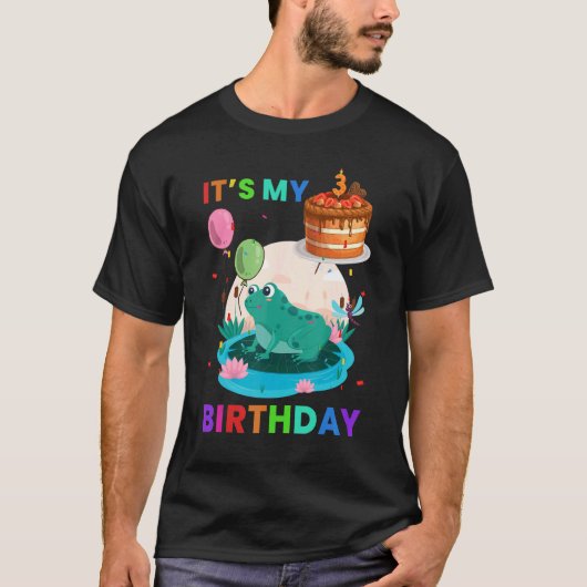 かわいいカエル4th誕生日カエル動物グラフィック tシャツ (正面)