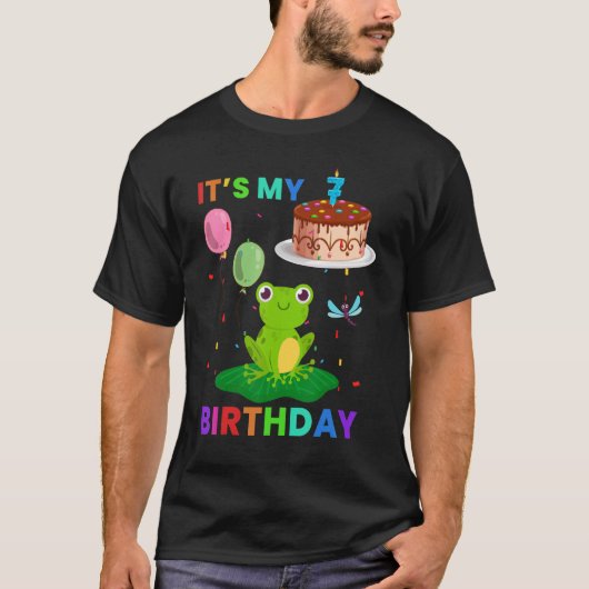 かわいいカエル8誕生日カエル動物グラフィック Tシャツ (正面)