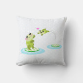 かわいいカエル-かわいいお母さんおよびベビーのカエルの漫画 クッション (正面)