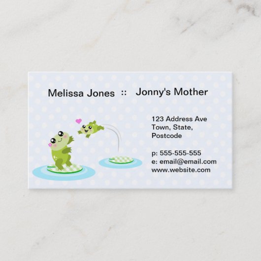 かわいいカエル-かわいいの母親と子どものカエル 名刺 (正面)