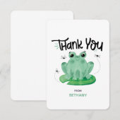 かわいいカエル オーダーメイド フラット ありがとうカード サンキューカード (正面/裏面)