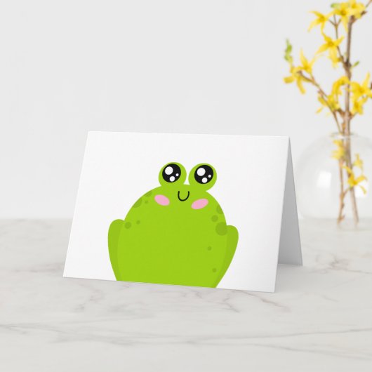 かわいいカエル カード (黄色い花)