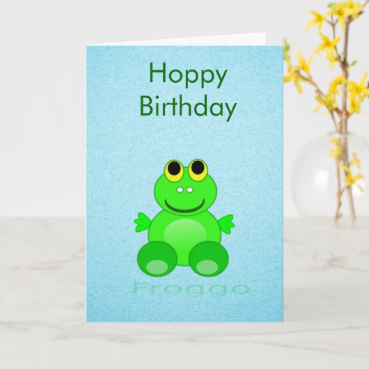 かわいいカエル カード (黄色い花)