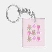 かわいいカエル、キノコ、イチゴ キーホルダー (正面左)