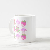 かわいいカエル、キノコ、イチゴ コーヒーマグカップ (正面左)