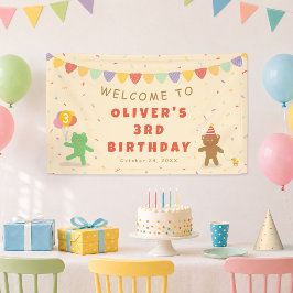 かわいいカエル&クマの誕生日バナー 横断幕