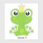 かわいいカエル,グリーンカエル,カエル王子,王冠 シール (シート)
