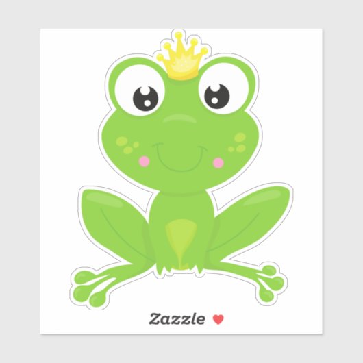 かわいいカエル,グリーンカエル,王冠,カエル王子 シール (シート)
