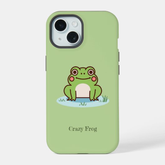 かわいいカエル グリーン iPhone 15ケース (裏面)