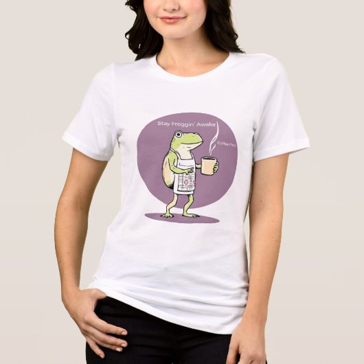 かわいいカエル コーヒー 女性用シャツ トライブレンドTシャツ (正面)