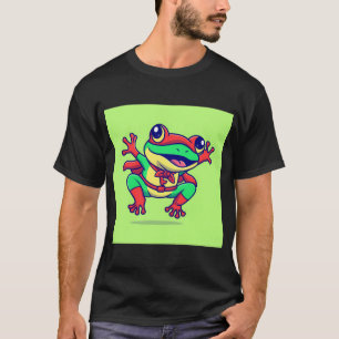 かわいいカエル スーパーヒーロー カートゥーン ベクターアイコン Tシャツ