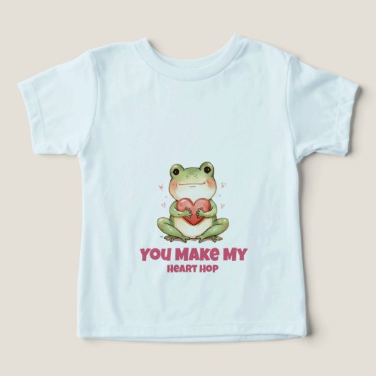 かわいいカエル バレンタインTシャツ (デザイン正面)
