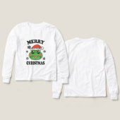 かわいいカエル メリークリスマス Tシャツ (デザイン 正面&背面)