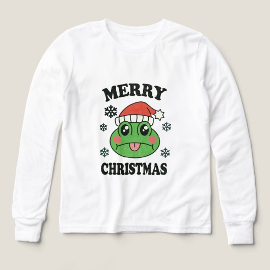 かわいいカエル メリークリスマス Tシャツ (デザイン正面)
