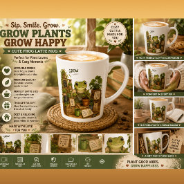 かわいいカエル ラテ マグカップ 植物を育てる Cottagecore ガーデニング