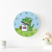 かわいいカエル「学習時間」ハートの子供たち ラージ壁時計 (ホーム)