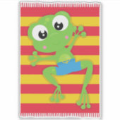 かわいいカエル,小さなカエル,グリーンカエル,ビーチタオル シール (正面)