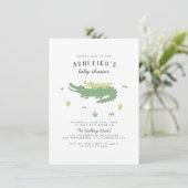 かわいいカエル | 現代の赤ちゃん男の子ベビーシャワー 招待状 (スタンド正面)