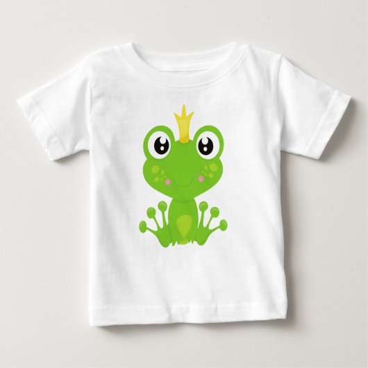 かわいいカエル, 緑のカエル, カエルの王子様, 王冠 ベビーTシャツ (正面)