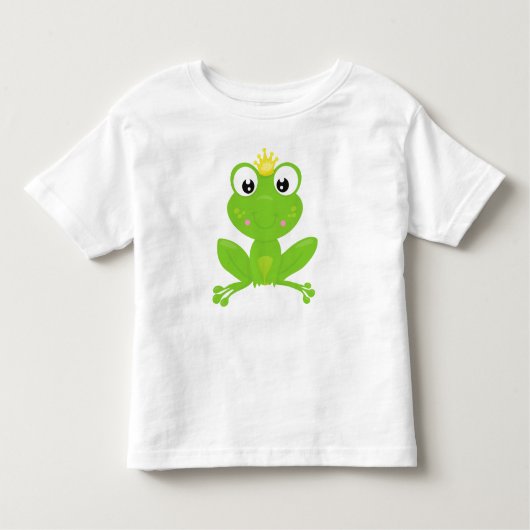 かわいいカエル, 緑のカエル, 王冠, かえる王子様 トドラーTシャツ (正面)