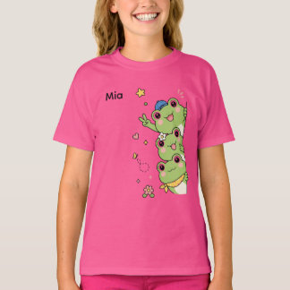 かわいいカエル 美少女 Tシャツ