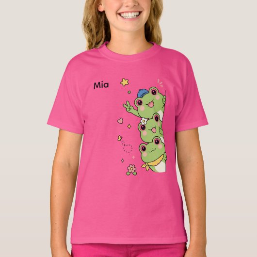 かわいいカエル 美少女 Tシャツ (正面)