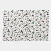 かわいいカエル 自然の花柄 キッチンタオル (横)