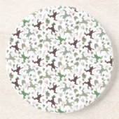 かわいいカエル 自然 花柄 コースター (正面)