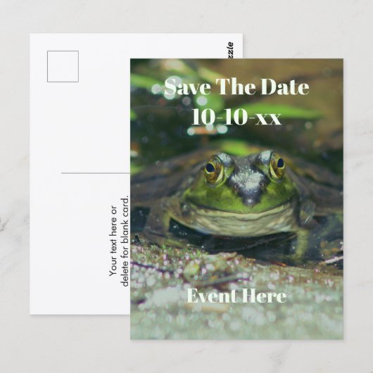 かわいいカエル 自然 Save The Date ポストカード (正面/裏面)