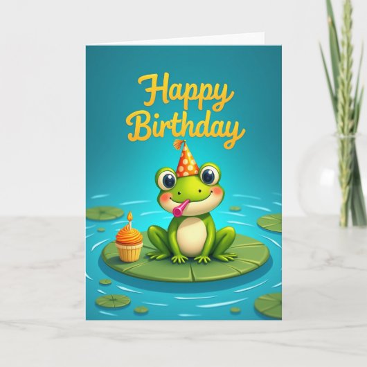 かわいいカエル 誕生日カード カード (正面)