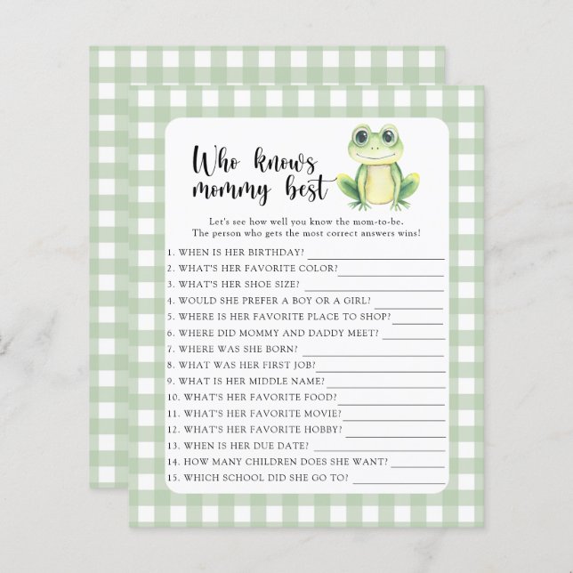 かわいいカエル – 誰がママを知っ最高のている (正面/裏面)