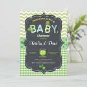 かわいいカエル 赤ちゃんのお披露目 男の子 男女兼用 カエル 招待状 (スタンド正面)