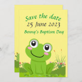 かわいいカエル SAVE THE DATE - 編集可能なテキスト 招待状 (正面/裏面)