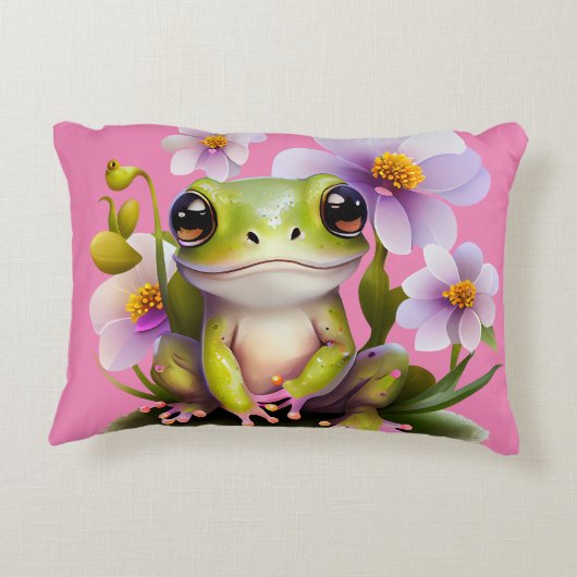 かわいいカエルinフラワーソファ アクセントクッション (裏面)