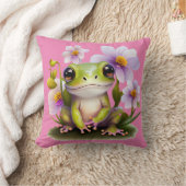 かわいいカエルinフラワーソファ クッション (ブランケット)