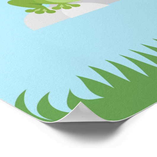 かわいいカエルin池 ポスター (角)