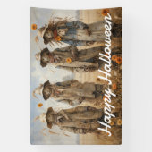 かわいいカカシとひまわりハロウィン 横断幕 (縦)