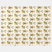 かわいいカカシとカボチャの列 フリースブランケット (正面(横))