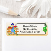 かわいいカカシとトウモロコシの茎ハロウィーン秋 ラベル (インサイチュ)