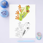 かわいいカガエルのカラーリングページ チラシ (シングル)